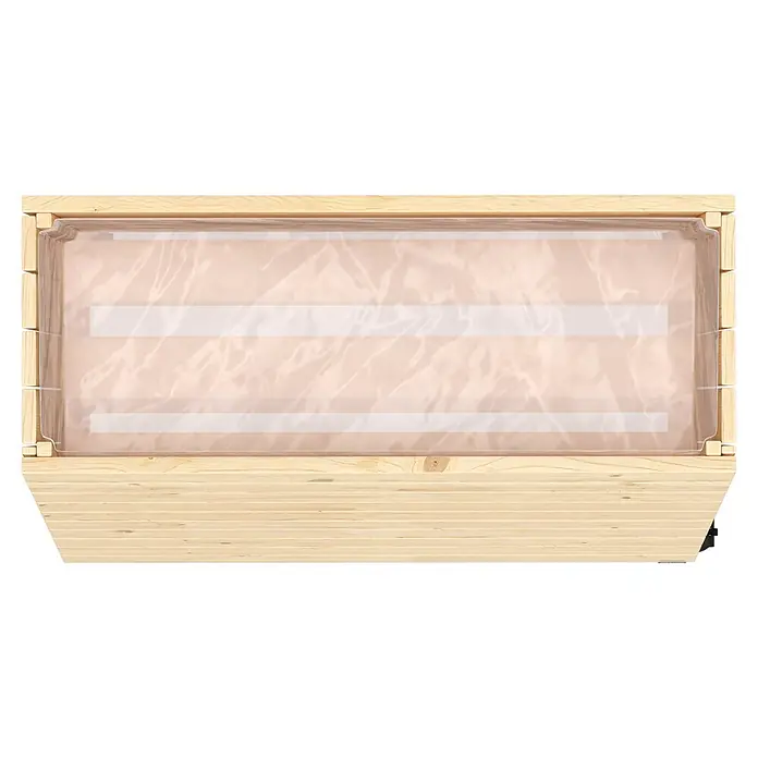 Wagner System GreenFamily Hochbeet GreenBox - 79 x 43 x 80 cm, Holz - Pflanzkasten aus Naturholz mit transparenter Kunststofffolie, bereit zum Bepflanzen.