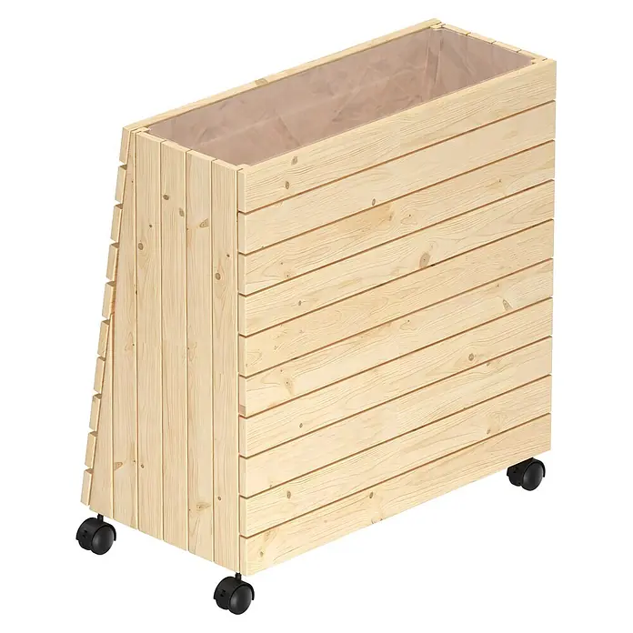 Wagner System GreenFamily Hochbeet GreenBox - 79 x 43 x 80 cm, Holz - Pflanzkasten aus hellem Naturholz auf Rollen mit transparenter Innenauskleidung.