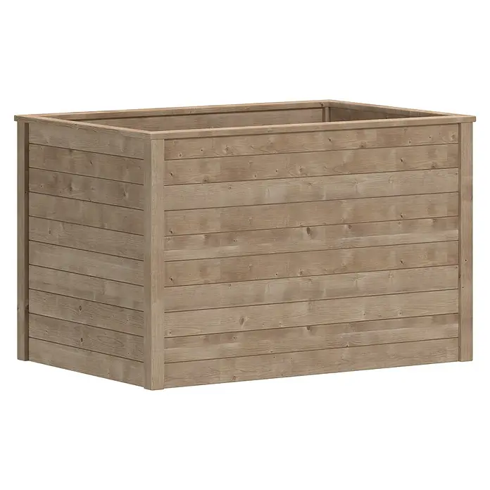 T & J Hochbeet Veijle - 85 x 125 x 80 cm, Holz, Hellbraun - Hellbrauner Blumenkasten aus Holz mit horizontalen Latten.