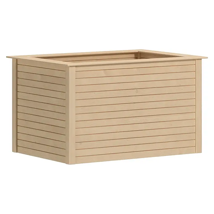 Weka Hochbeet 669 - 91 x 131 x 81 cm, Holz, Natur - Quadratischer heller Holzpflanzkübel mit horizontaler Lattenoptik und Oberkante.