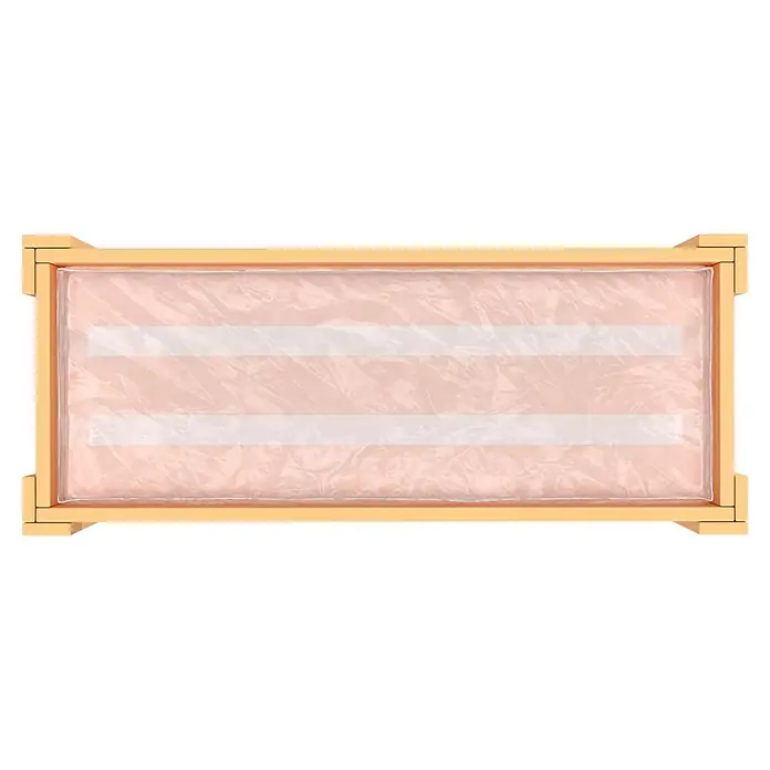 Wagner System GreenFamily Hochbeet GreenBOX light - 83 x 34,5 x 70 cm, Holz, Natur - Rechteckiger Holzrahmen mit einem transparenten, zerknitterten pfirsichfarbenen Rollo und drei klaren horizontalen Streifen.