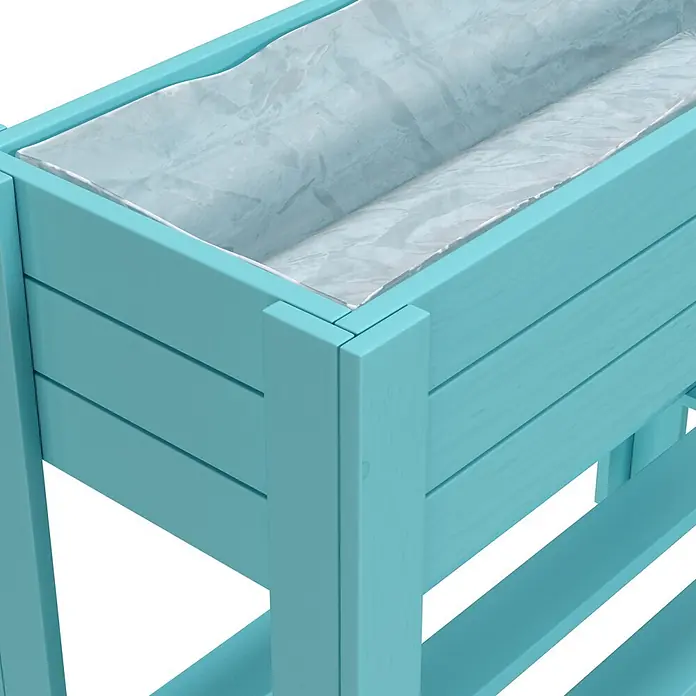 Wagner System GreenFamily Hochbeet GreenBOX light - 83 x 34,5 x 70 cm, Holz, Aqua Splash - Hellblauer Holz-Pflanzkasten mit klarer Kunststoffauskleidung.