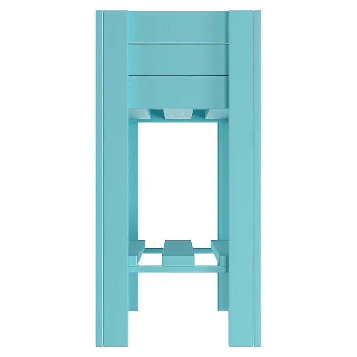 Wagner System GreenFamily Hochbeet GreenBOX light - 83 x 34,5 x 70 cm, Holz, Aqua Splash - Hellblauer Holzständer mit oberen Schlitzen für Flaschen und einer unteren Ablage.