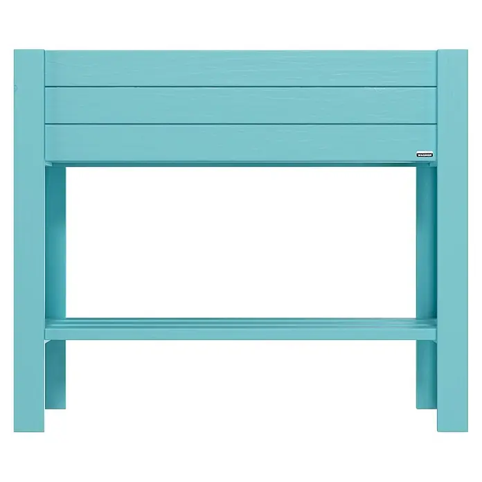 Wagner System GreenFamily Hochbeet GreenBOX light - 83 x 34,5 x 70 cm, Holz, Aqua Splash - Türkisfarbenes erhöhtes Gartenbeet mit Lattenrost und unterer Ablagefläche.