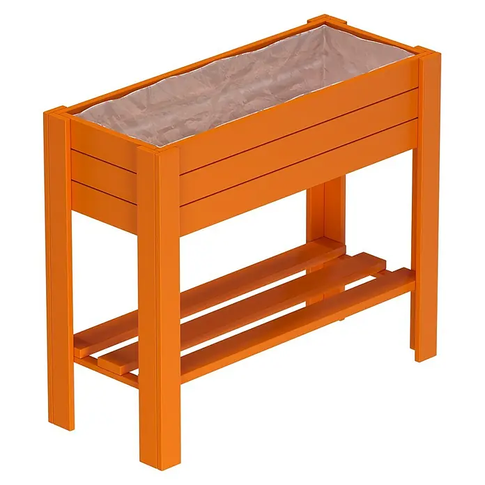 Wagner System GreenFamily Hochbeet GreenBOX light - 83 x 34,5 x 70 cm, Holz, Dunkelbraun - Oranges Hochbeet mit transparenter Folie und Lattenrost-Ablage, ideal für den Garten.