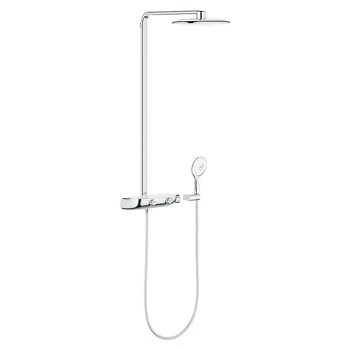 Grohe Rainshower SmartControl Duschsystem Mono 360 - Mit Thermostatarmatur, Lochabstand: 100,6 cm, Anzahl Strahlarten: 1 Stk., Chrom, Moon White - Duschsystem mit Kopf- und Handbrause in Chrom. Elegantes Design für ein luxuriöses Duscherlebnis. Hochwertige Verarbeitung garantiert Langlebigkeit.