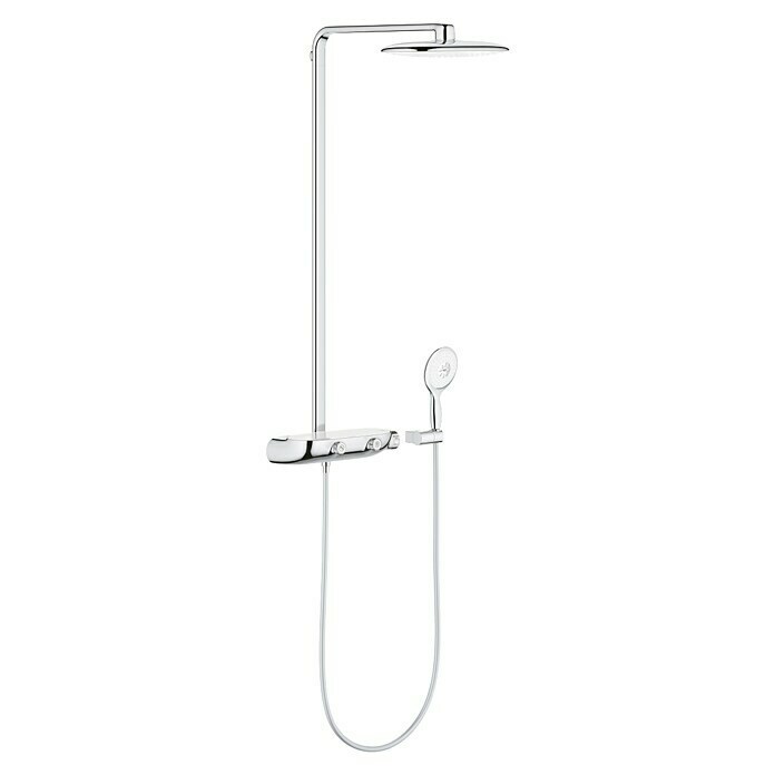 Grohe Duschsystem Rainshower SmartControl Mono 360Mit Thermostatarmatur, Lochabstand: 100,6 cm, Anzahl Strahlarten: 1 Stk., Chrom, Moon White Front View