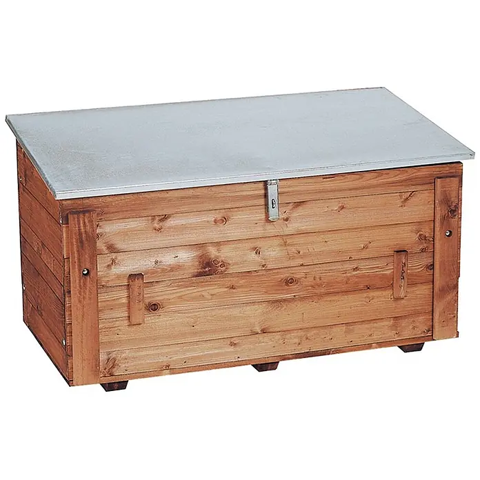 Triuso Werkzeugkoffer TRIUSO Big -  - Robuste Holz-Aufbewahrungsbox mit schrägem Metalldeckel und Verschluss.