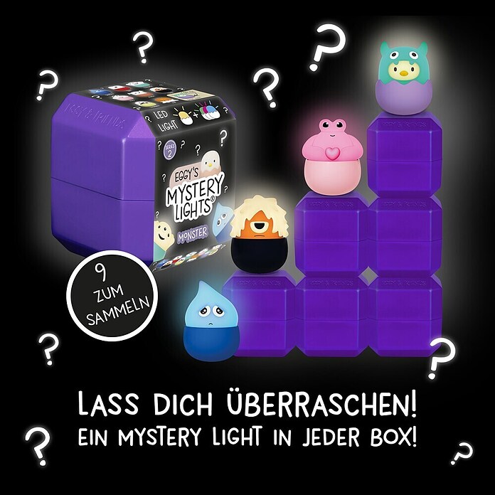 MegaLight LED-Nachtlicht Mystery Lights Eggys Monster (0,2 W, L x B x H: 70 x 65 x 65 mm, RGBW, 1 Stk.) | BAUHAUS