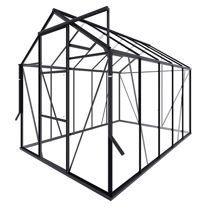 Kas Kate III Full Option pakket (Buitenmaat incl. dakoverstek (b x d): 192 x 314 cm, Materiaal zijwand: Glas, 3 mm, Zwart) | BAUHAUS