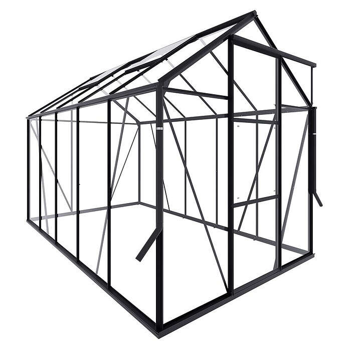 Kas Kate III Full Option pakket (Buitenmaat incl. dakoverstek (b x d): 192 x 314 cm, Materiaal zijwand: Glas, 3 mm, Zwart) | BAUHAUS