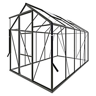 Kas Kate III Full Option pakket (Buitenmaat incl. dakoverstek (b x d): 192 x 314 cm, Materiaal zijwand: Glas, 3 mm, Groengrijs)