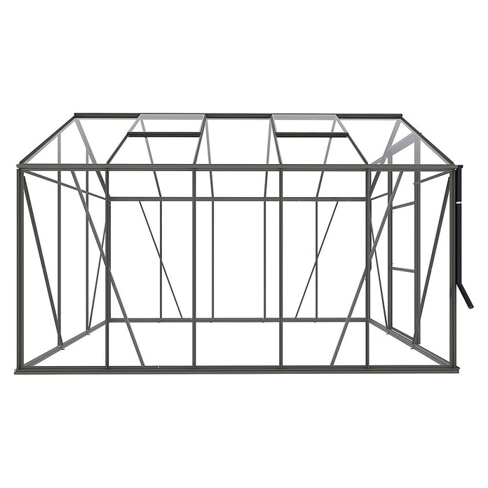 Kas Kate III Full Option pakket (Buitenmaat incl. dakoverstek (b x d): 192 x 314 cm, Materiaal zijwand: Glas, 3 mm, Groengrijs) | BAUHAUS