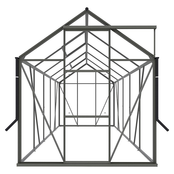Kas Kate III Full Option pakket (Buitenmaat incl. dakoverstek (b x d): 192 x 314 cm, Materiaal zijwand: Glas, 3 mm, Groengrijs) | BAUHAUS
