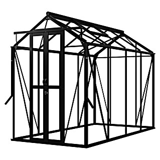 Kas Anne III Full Option pakket (Buitenmaat incl. dakoverstek (b x d): 149,8 x 289,9 cm, Materiaal zijwand: Glas, 3 mm, Zwart)