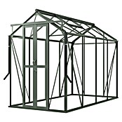Kas Anne III Full Option pakket (Buitenmaat incl. dakoverstek (b x d): 149,8 x 289,9 cm, Materiaal zijwand: Glas, 3 mm, Groengrijs) | BAUHAUS