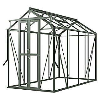 Kas Anne III Full Option pakket (Buitenmaat incl. dakoverstek (b x d): 149,8 x 289,9 cm, Materiaal zijwand: Glas, 3 mm, Groengrijs)