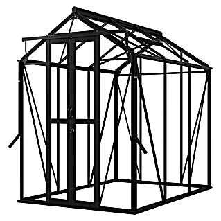 Kas Anne II Full Option pakket (Buitenmaat incl. dakoverstek (b x d): 149,8 x 220,1 cm, Materiaal zijwand: Glas, 3 mm, Zwart)