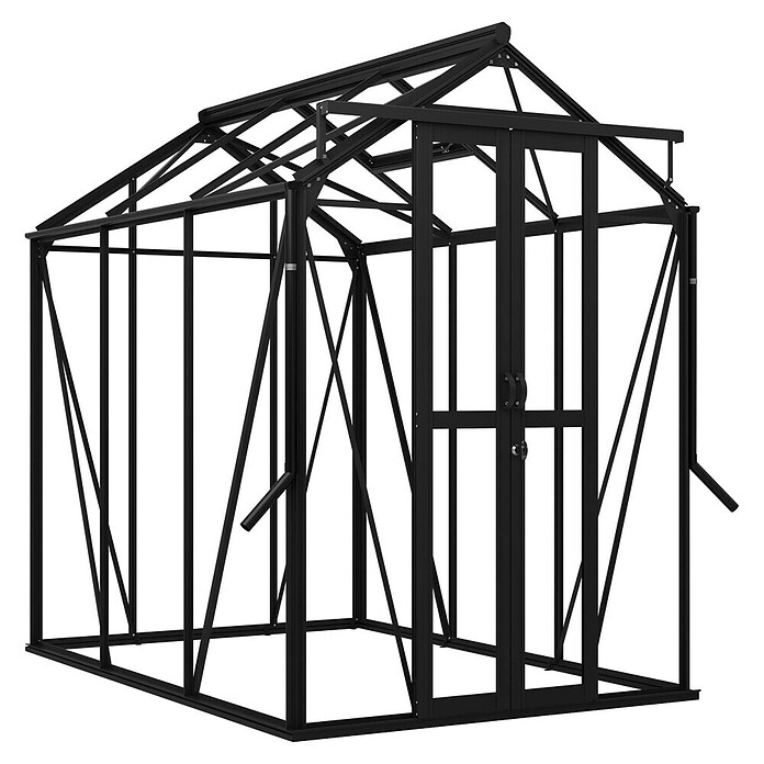 Kas Anne II Full Option pakket (Buitenmaat incl. dakoverstek (b x d): 149,8 x 220,1 cm, Materiaal zijwand: Glas, 3 mm, Zwart) | BAUHAUS
