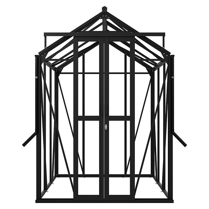 Kas Anne II Full Option pakket (Buitenmaat incl. dakoverstek (b x d): 149,8 x 220,1 cm, Materiaal zijwand: Glas, 3 mm, Zwart) | BAUHAUS