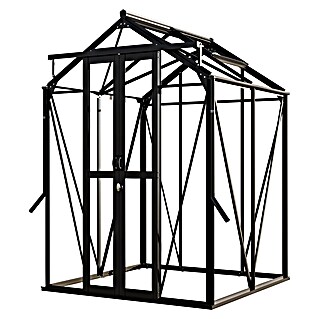 Kas Anne I Full Option pakket (Buitenmaat incl. dakoverstek (b x d): 149,8 x 150,7 cm, Materiaal zijwand: Glas, 3 mm, Zwart)
