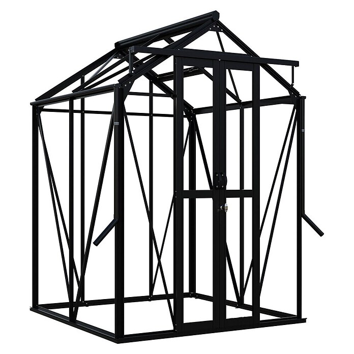 Kas Anne I Full Option pakket (Buitenmaat incl. dakoverstek (b x d): 149,8 x 150,7 cm, Materiaal zijwand: Glas, 3 mm, Zwart) | BAUHAUS