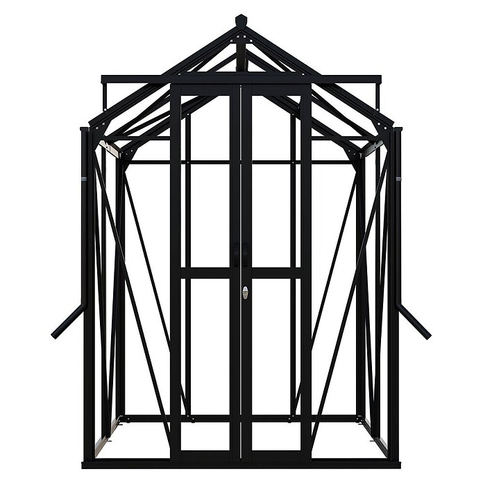 Kas Anne I Full Option pakket (Buitenmaat incl. dakoverstek (b x d): 149,8 x 150,7 cm, Materiaal zijwand: Glas, 3 mm, Zwart) | BAUHAUS