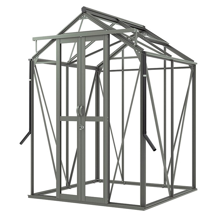 Kas Anne I Full Option pakket (Buitenmaat incl. dakoverstek (b x d): 149,8 x 150,7 cm, Materiaal zijwand: Glas, 3 mm, Groengrijs) | BAUHAUS