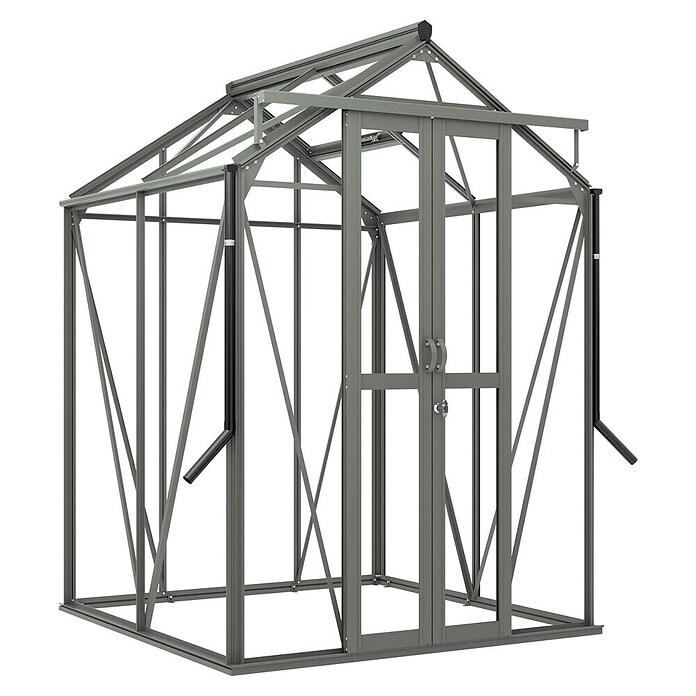 Kas Anne I Full Option pakket (Buitenmaat incl. dakoverstek (b x d): 149,8 x 150,7 cm, Materiaal zijwand: Glas, 3 mm, Groengrijs) | BAUHAUS