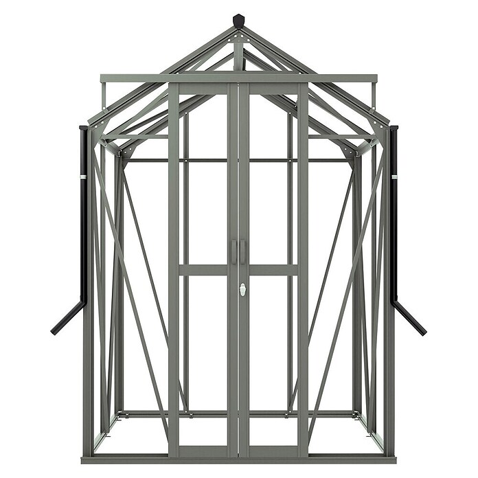 Kas Anne I Full Option pakket (Buitenmaat incl. dakoverstek (b x d): 149,8 x 150,7 cm, Materiaal zijwand: Glas, 3 mm, Groengrijs) | BAUHAUS