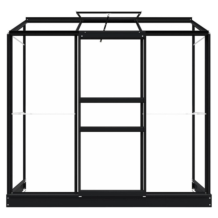 Kas Emma II (Buitenmaat incl. dakoverstek (b x d): 194 x 69 cm, Materiaal zijwand: Glas, 3 mm, Zwart) | BAUHAUS