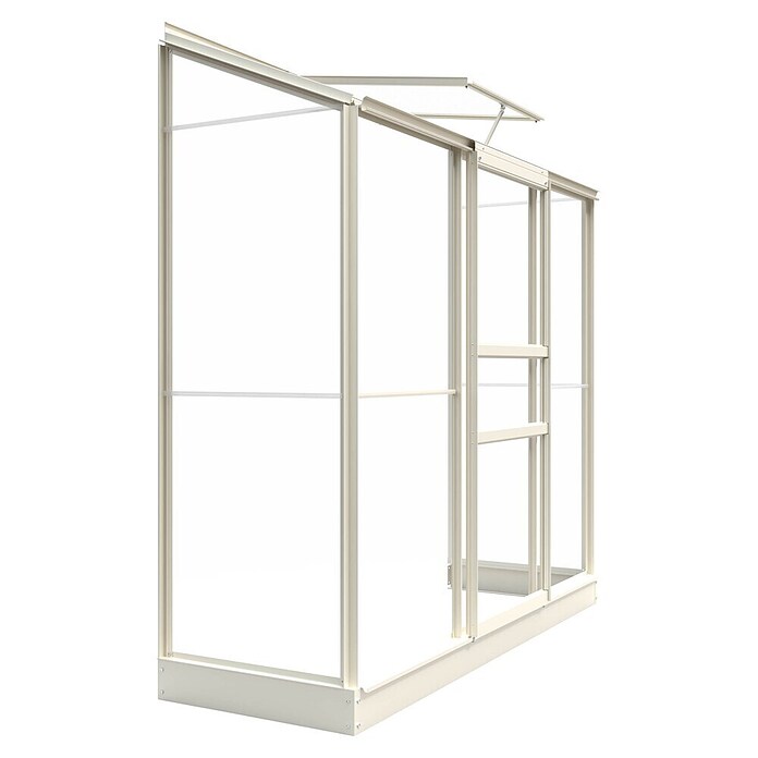 Kas Emma II (Buitenmaat incl. dakoverstek (b x d): 194 x 69 cm, Materiaal zijwand: Glas, 3 mm, Wit) | BAUHAUS