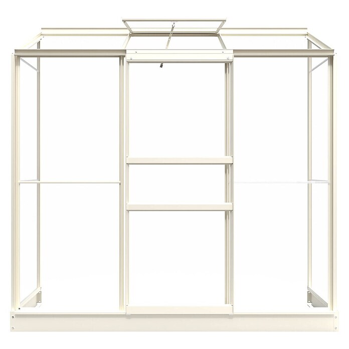 Kas Emma II (Buitenmaat incl. dakoverstek (b x d): 194 x 69 cm, Materiaal zijwand: Glas, 3 mm, Wit) | BAUHAUS