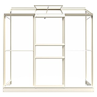 Kas Emma II (Buitenmaat incl. dakoverstek (b x d): 194 x 69 cm, Materiaal zijwand: Glas, 3 mm, Wit)