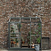 Kas Emma II (Buitenmaat incl. dakoverstek (b x d): 194 x 69 cm, Materiaal zijwand: Glas, 3 mm, Groengrijs) | BAUHAUS