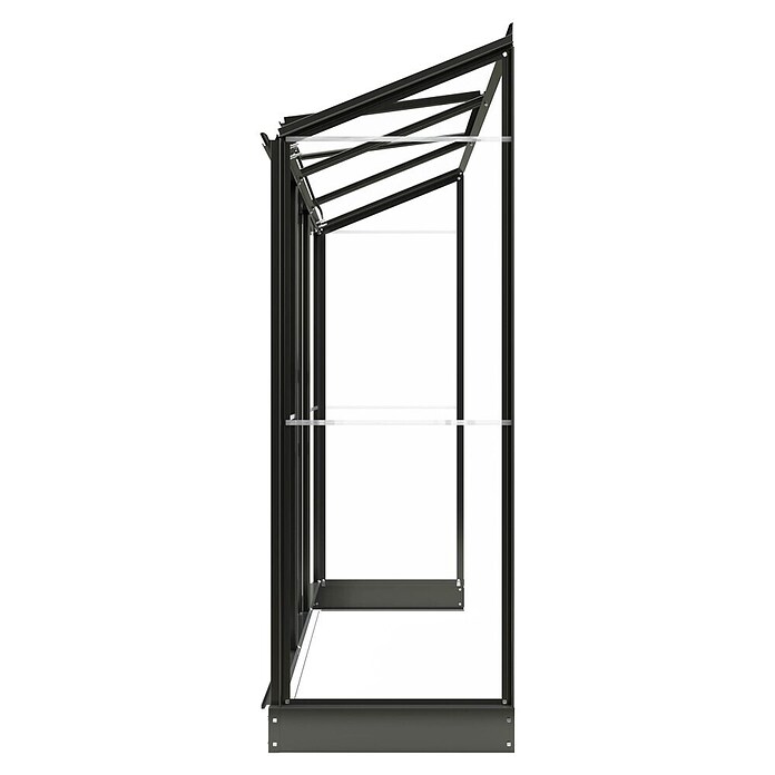 Kas Emma II (Buitenmaat incl. dakoverstek (b x d): 194 x 69 cm, Materiaal zijwand: Glas, 3 mm, Groengrijs) | BAUHAUS