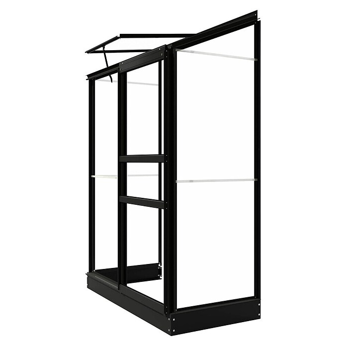 Kas Emma I (Buitenmaat incl. dakoverstek (b x d): 132 x 69 cm, Materiaal zijwand: Glas, 3 mm, Zwart) | BAUHAUS