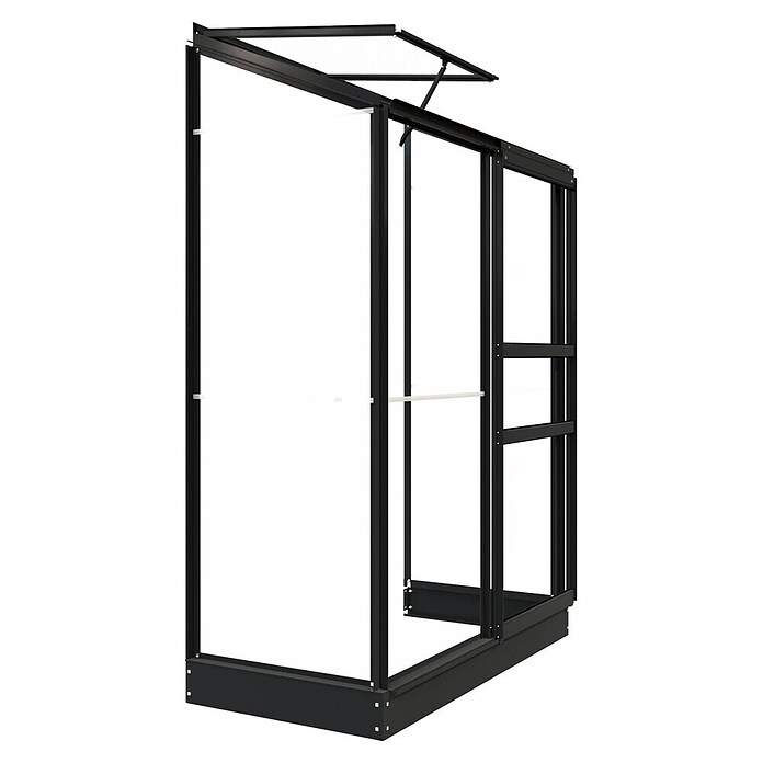 Kas Emma I (Buitenmaat incl. dakoverstek (b x d): 132 x 69 cm, Materiaal zijwand: Glas, 3 mm, Zwart) | BAUHAUS