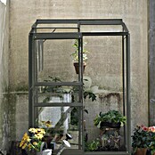 Kas Emma I (Buitenmaat incl. dakoverstek (b x d): 132 x 69 cm, Materiaal zijwand: Glas, 3 mm, Groengrijs) | BAUHAUS