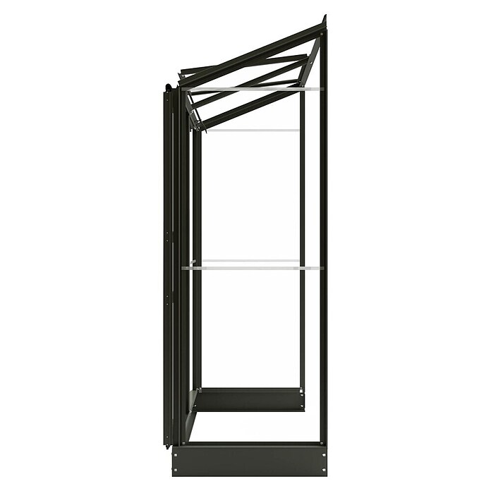 Kas Emma I (Buitenmaat incl. dakoverstek (b x d): 132 x 69 cm, Materiaal zijwand: Glas, 3 mm, Groengrijs) | BAUHAUS
