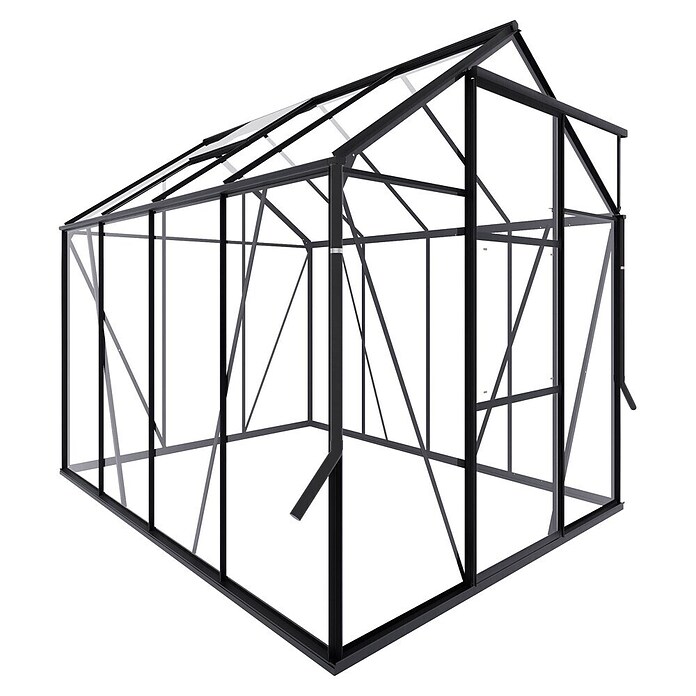 Kas Kate II Full Option pakket (Buitenmaat incl. dakoverstek (b x d): 192 x 253 cm, Materiaal zijwand: Glas, 3 mm, Zwart) | BAUHAUS