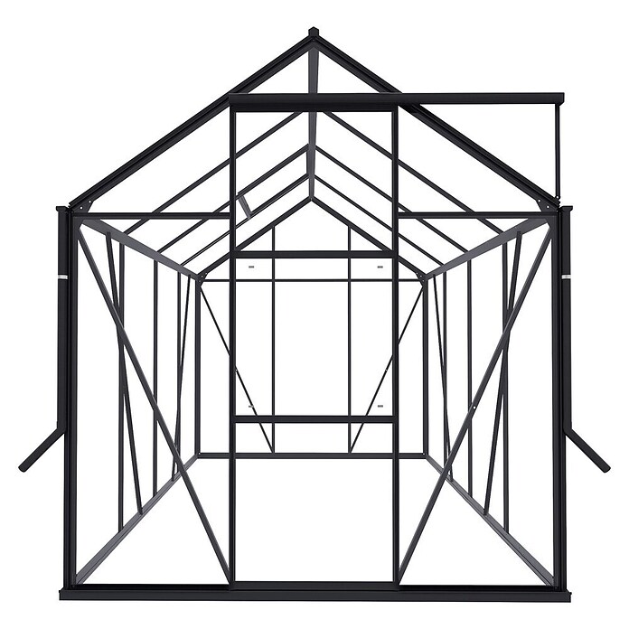 Kas Kate II Full Option pakket (Buitenmaat incl. dakoverstek (b x d): 192 x 253 cm, Materiaal zijwand: Glas, 3 mm, Zwart) | BAUHAUS