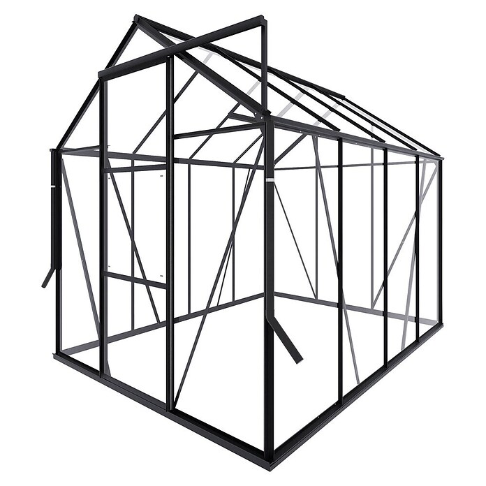 Kas Kate II Full Option pakket (Buitenmaat incl. dakoverstek (b x d): 192 x 253 cm, Materiaal zijwand: Glas, 3 mm, Zwart) | BAUHAUS