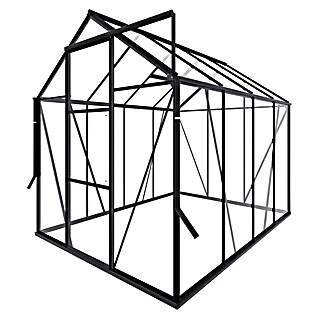 Kas Kate II Full Option pakket (Buitenmaat incl. dakoverstek (b x d): 192 x 253 cm, Materiaal zijwand: Glas, 3 mm, Zwart)