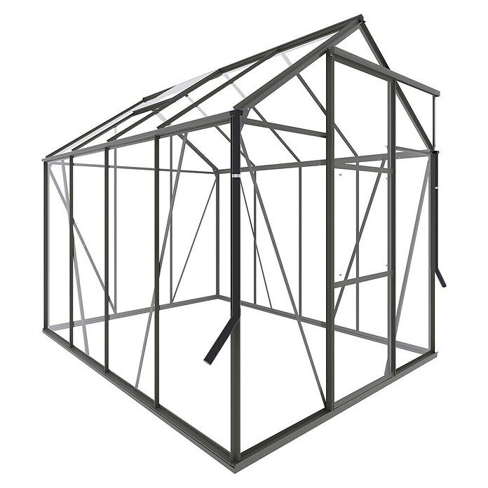 Kas Kate II Full Option pakket (Buitenmaat incl. dakoverstek (b x d): 192 x 253 cm, Materiaal zijwand: Glas, 3 mm, Groengrijs) | BAUHAUS