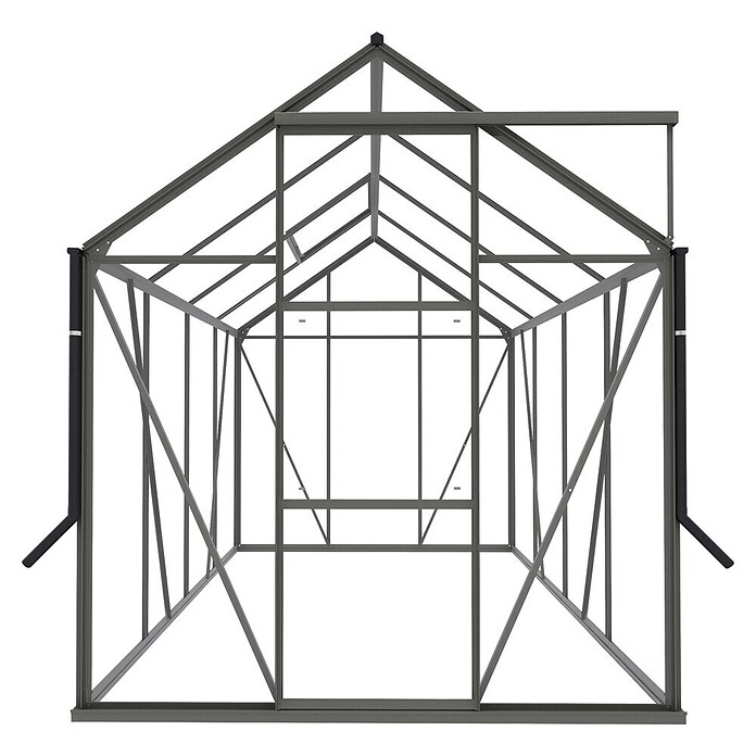 Kas Kate II Full Option pakket (Buitenmaat incl. dakoverstek (b x d): 192 x 253 cm, Materiaal zijwand: Glas, 3 mm, Groengrijs) | BAUHAUS