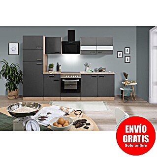 Respekta Cocina compacta Merle (Ancho: 270 cm, Gris, Con electrodomésticos)