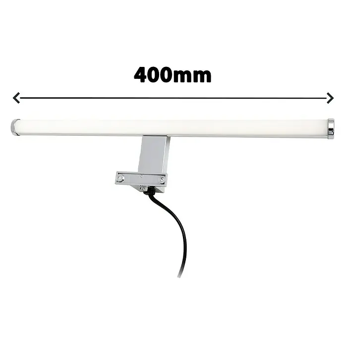 Briloner Aplique LED para espejo - L x An x Al: 40 x 9 x 4 cm, IP44 - Imagen de una luz de baño LED de 400 mm con acabado cromado, ideal para una iluminación elegante y brillante sobre espejos.