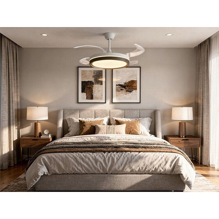 Purline Ventilador de techo Ceily Brise (Blanco/Madera oscura, 107 cm, 28 W) | BAUHAUS