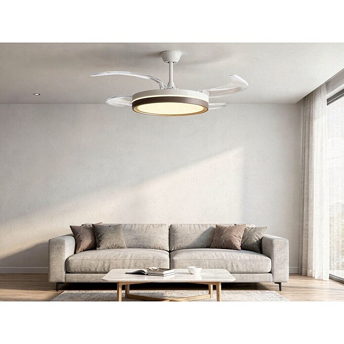 Purline Ventilador de techo Ceily Brise (Blanco/Madera oscura, 107 cm, 28 W) | BAUHAUS